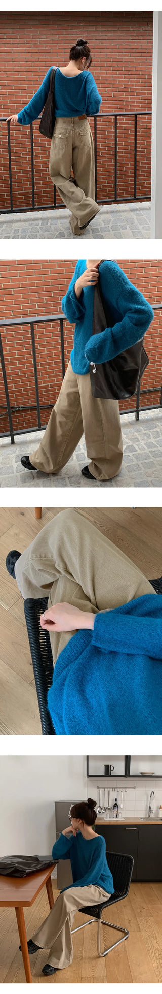 Perion Back Pocket Pigment Washed Cotton Wide Pants