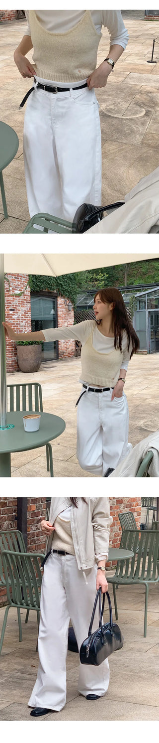 Perion Back Pocket Pigment Washed Cotton Wide Pants