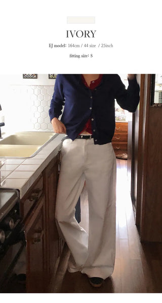 Perion Back Pocket Pigment Washed Cotton Wide Pants