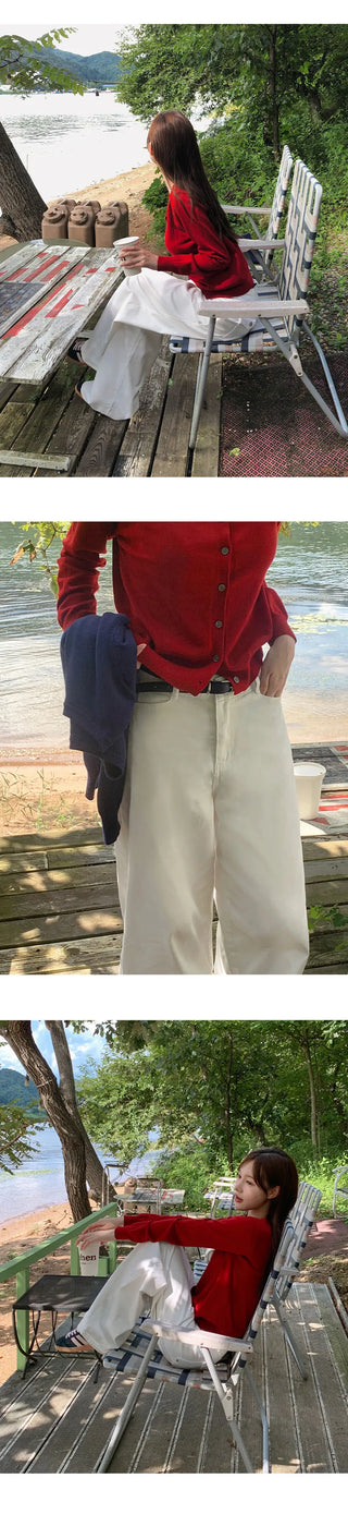 Perion Back Pocket Pigment Washed Cotton Wide Pants