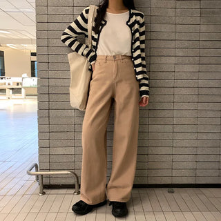 Cosmo Hidden Elastic Waist Wide Cotton Pants