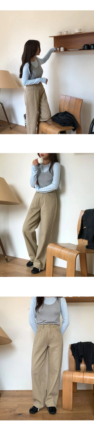 Cosmo Hidden Elastic Waist Wide Cotton Pants