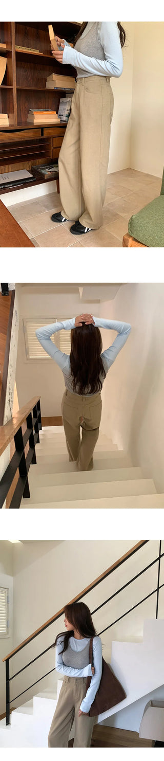 Cosmo Hidden Elastic Waist Wide Cotton Pants