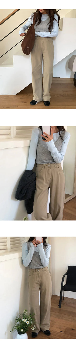 Cosmo Hidden Elastic Waist Wide Cotton Pants