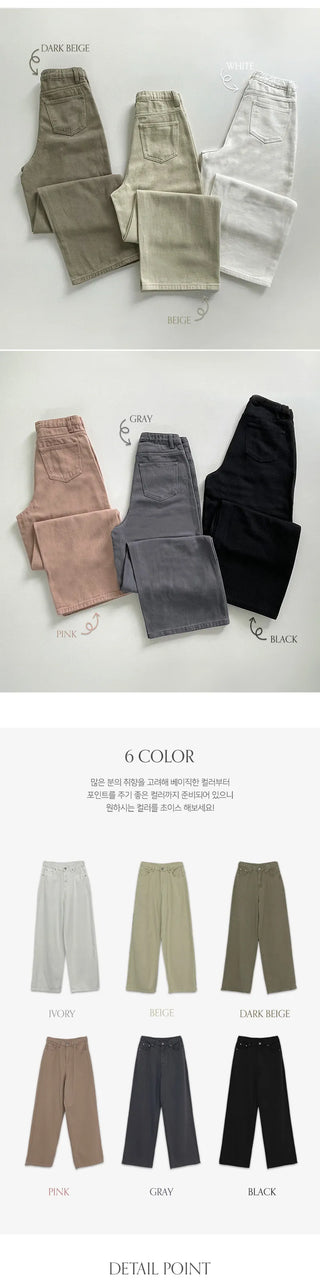 Cosmo Hidden Elastic Waist Wide Cotton Pants
