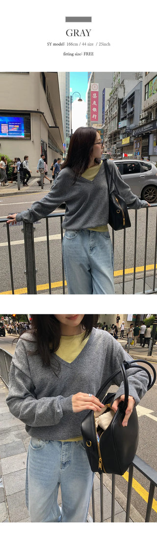 Arend Wool Loose Fit V Neck Knit