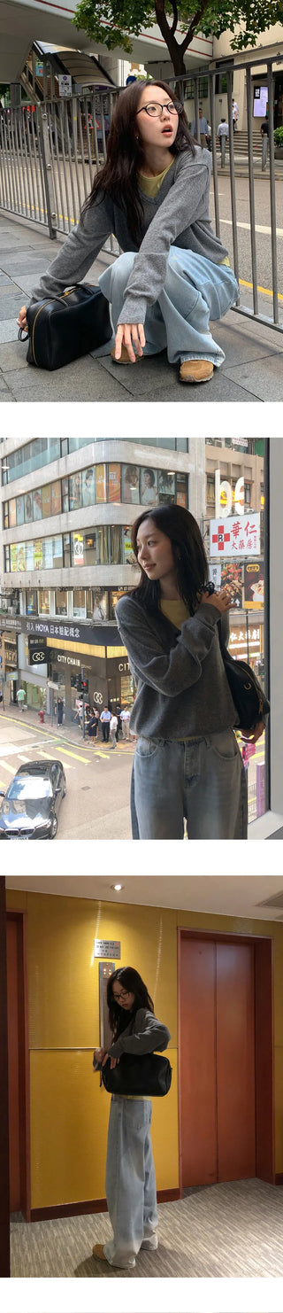 Arend Wool Loose Fit V Neck Knit
