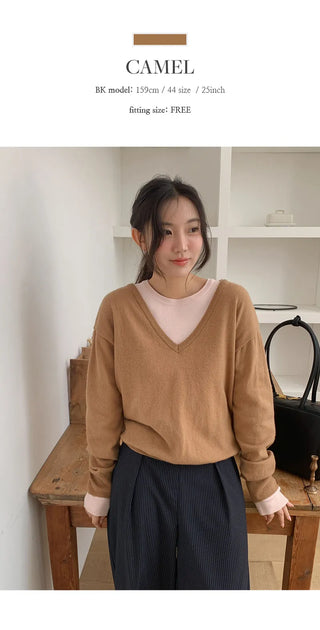 Arend Wool Loose Fit V Neck Knit