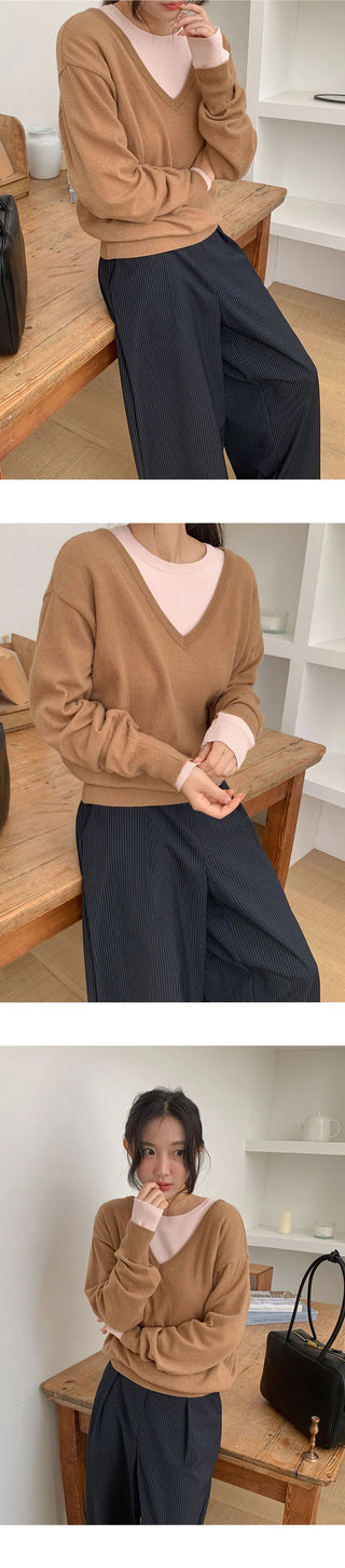 Arend Wool Loose Fit V Neck Knit