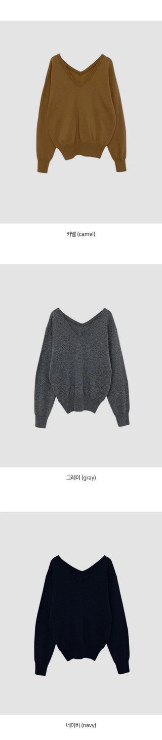Arend Wool Loose Fit V Neck Knit
