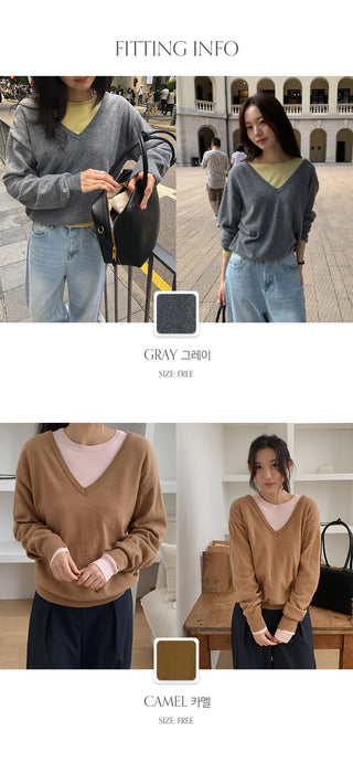 Arend Wool Loose Fit V Neck Knit