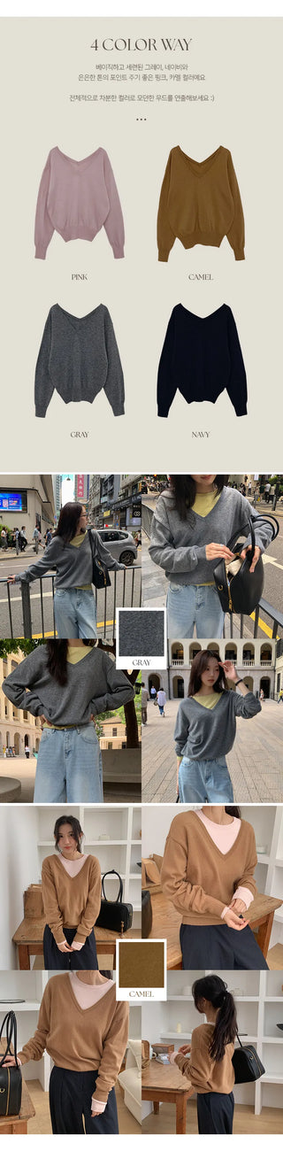 Arend Wool Loose Fit V Neck Knit