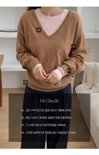 Arend Wool Loose Fit V Neck Knit