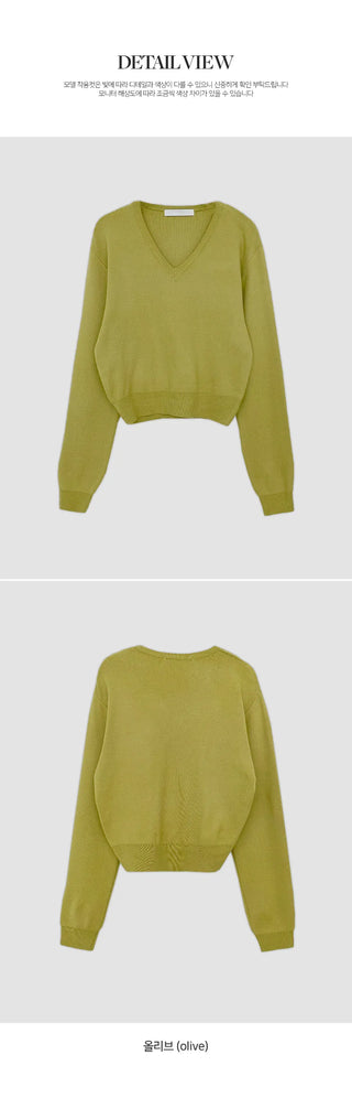 Vienta V neck Ribbed Long Sleeve Knit