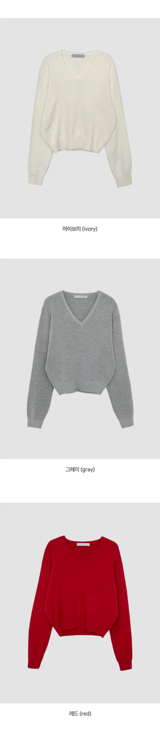 Vienta V neck Ribbed Long Sleeve Knit