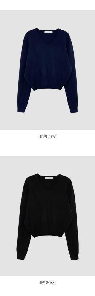Vienta V neck Ribbed Long Sleeve Knit