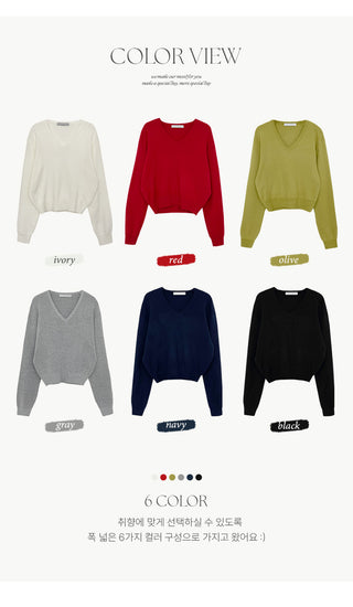 Vienta V neck Ribbed Long Sleeve Knit