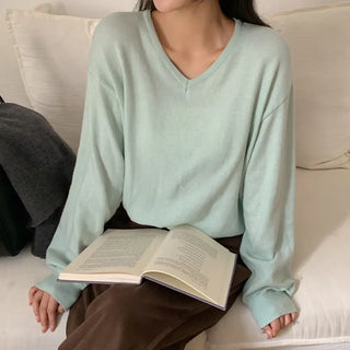 Odent Loose Fit V Neck Long Sleeve Knit