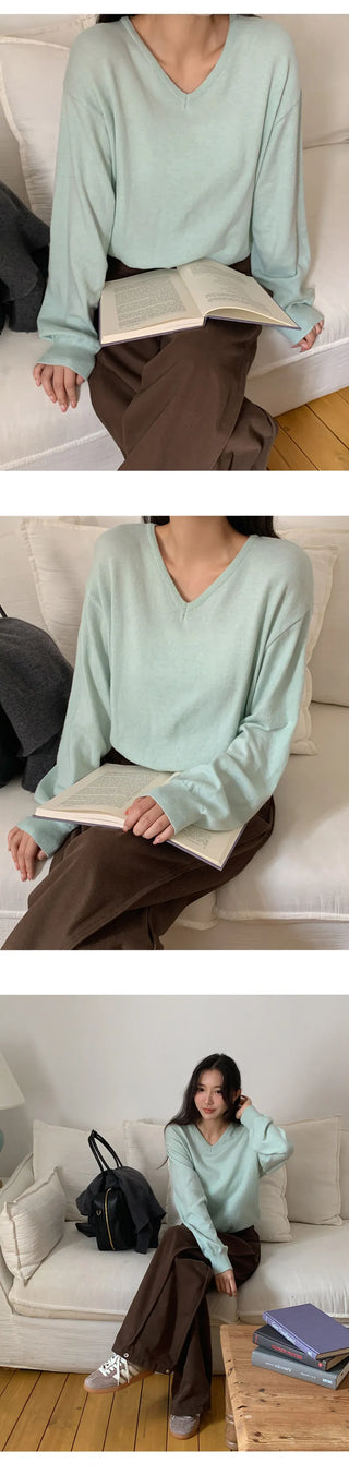 Odent Loose Fit V Neck Long Sleeve Knit