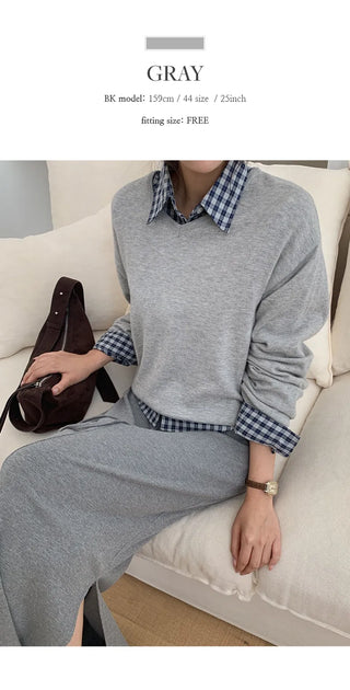 Odent Loose Fit V Neck Long Sleeve Knit