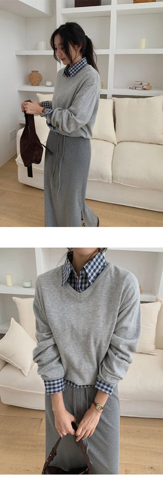 Odent Loose Fit V Neck Long Sleeve Knit