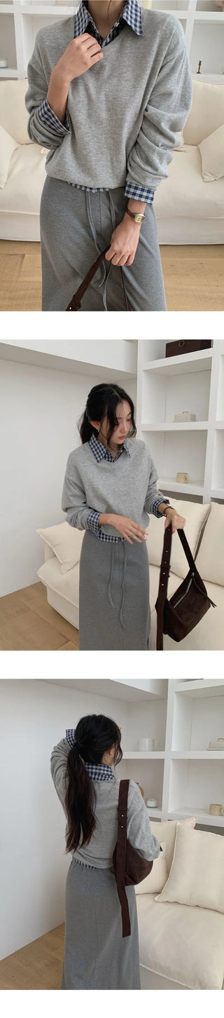 Odent Loose Fit V Neck Long Sleeve Knit