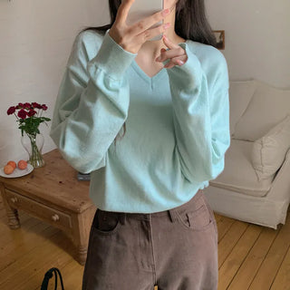 Odent Loose Fit V Neck Long Sleeve Knit