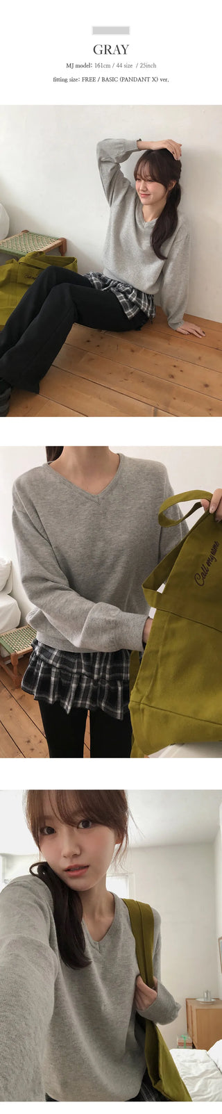 Odent Loose Fit V Neck Long Sleeve Knit