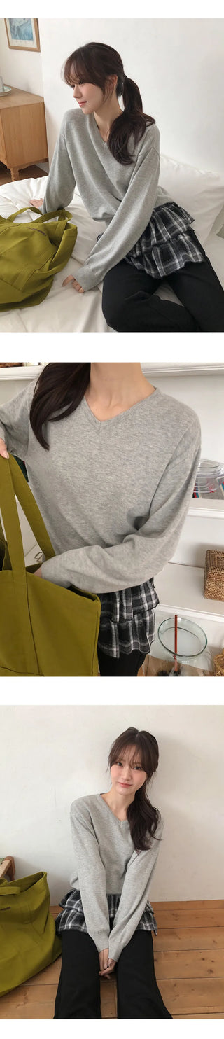 Odent Loose Fit V Neck Long Sleeve Knit