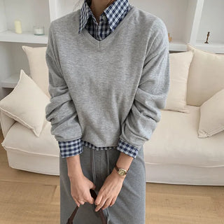 Odent Loose Fit V Neck Long Sleeve Knit
