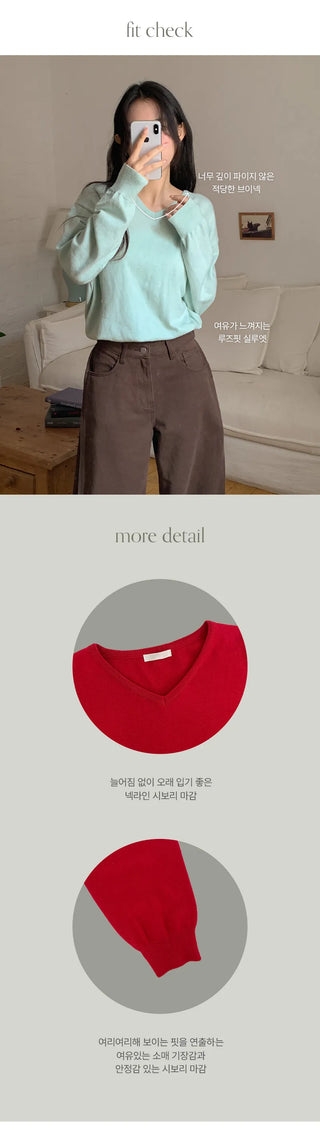 Odent Loose Fit V Neck Long Sleeve Knit