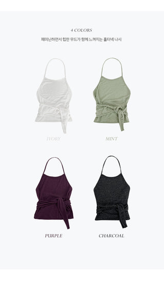 Remode Side Tie Halter Neck Layered Sleeveless