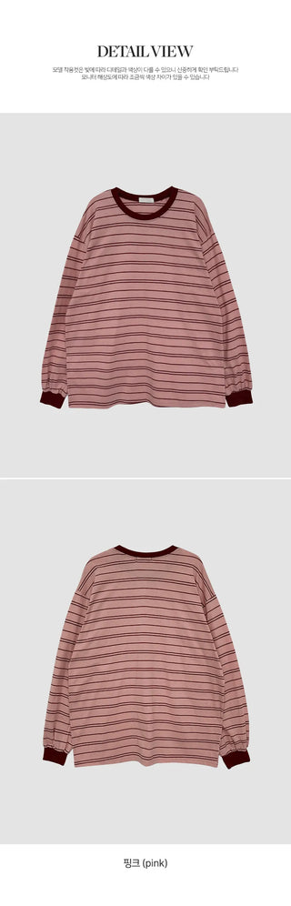 Mareson Striped Loose Fit Long Sleeve T shirt