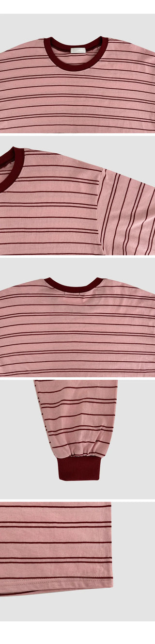 Mareson Striped Loose Fit Long Sleeve T shirt