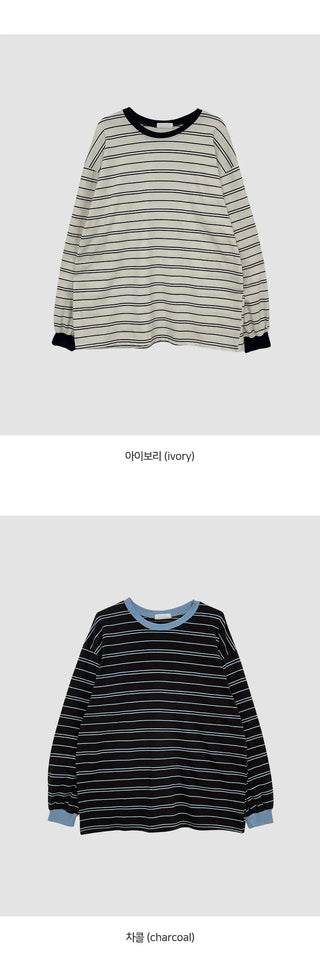 Mareson Striped Loose Fit Long Sleeve T shirt