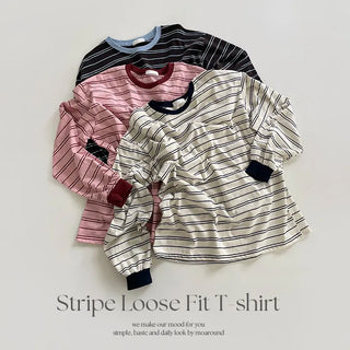 Mareson Striped Loose Fit Long Sleeve T shirt