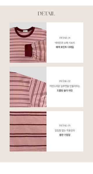 Mareson Striped Loose Fit Long Sleeve T shirt