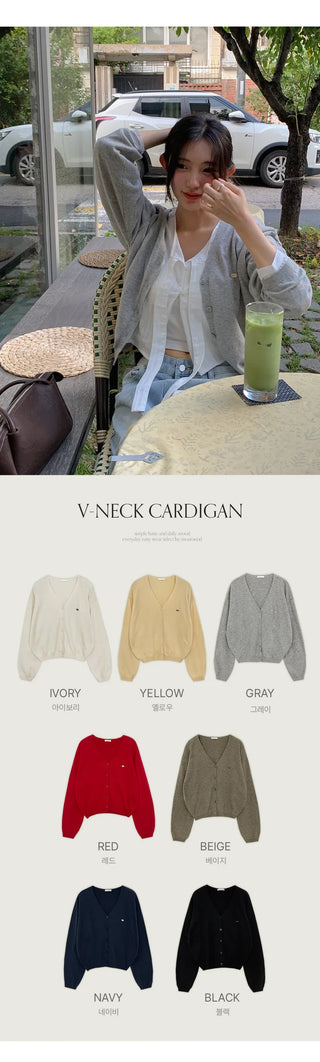 Siamon V neck Pendant Long sleeve Knit Cardigan
