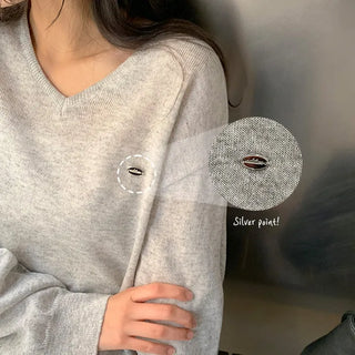 Siamon V neck Pendant Long sleeve Knit Cardigan