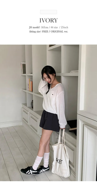 Siamon V neck Pendant Long sleeve Knit Cardigan
