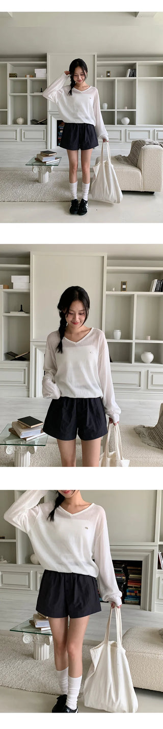 Siamon V neck Pendant Long sleeve Knit Cardigan