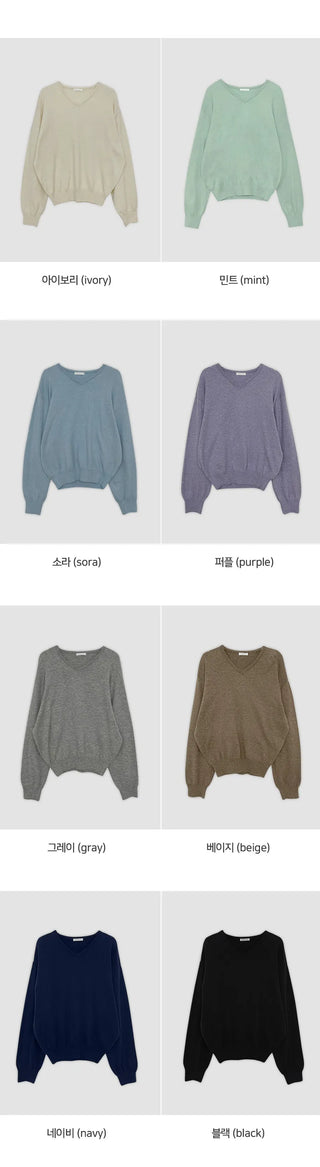 Siamon V neck Pendant Long sleeve Knit Cardigan