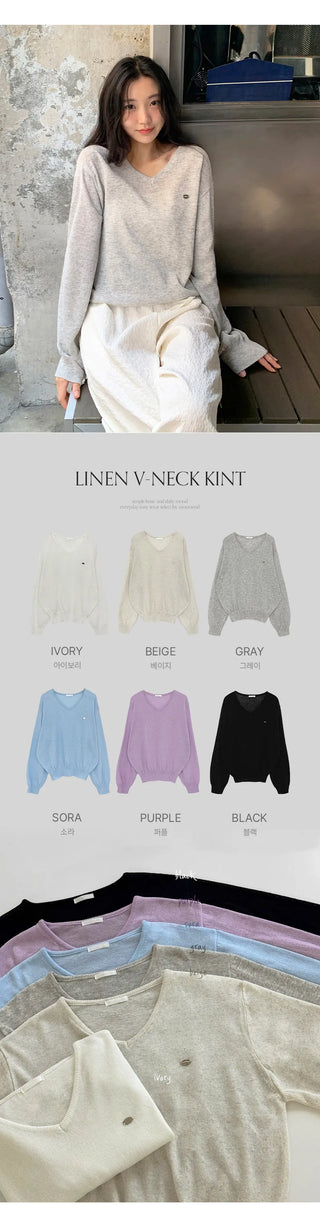 Siamon V neck Pendant Long sleeve Knit Cardigan