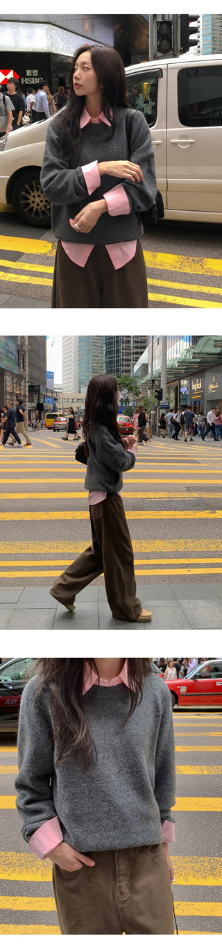 Rioten Wool Loose Fit Round Long Sleeve Knit
