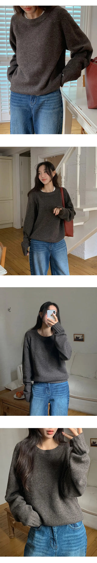 Rioten Wool Loose Fit Round Long Sleeve Knit