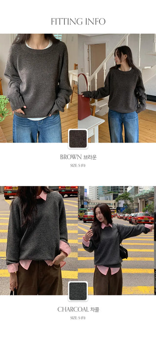 Rioten Wool Loose Fit Round Long Sleeve Knit