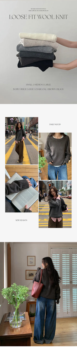 Rioten Wool Loose Fit Round Long Sleeve Knit