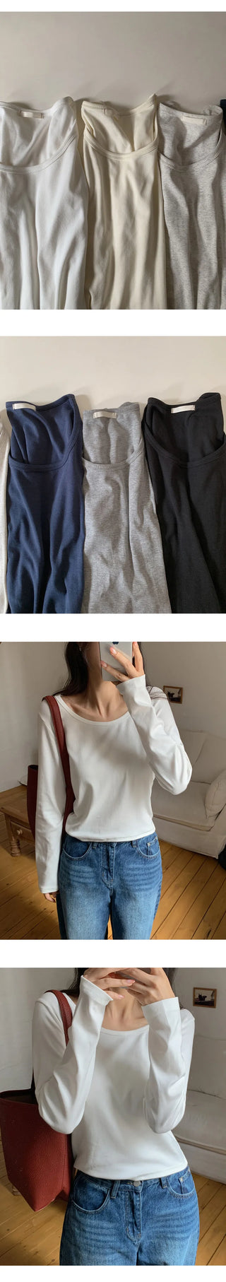 Mybel Modal U neck Long Sleeve T shirt