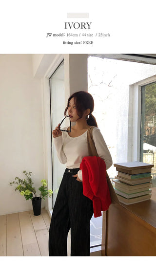 Mybel Modal U neck Long Sleeve T shirt