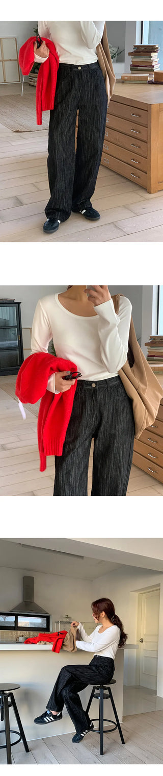 Mybel Modal U neck Long Sleeve T shirt